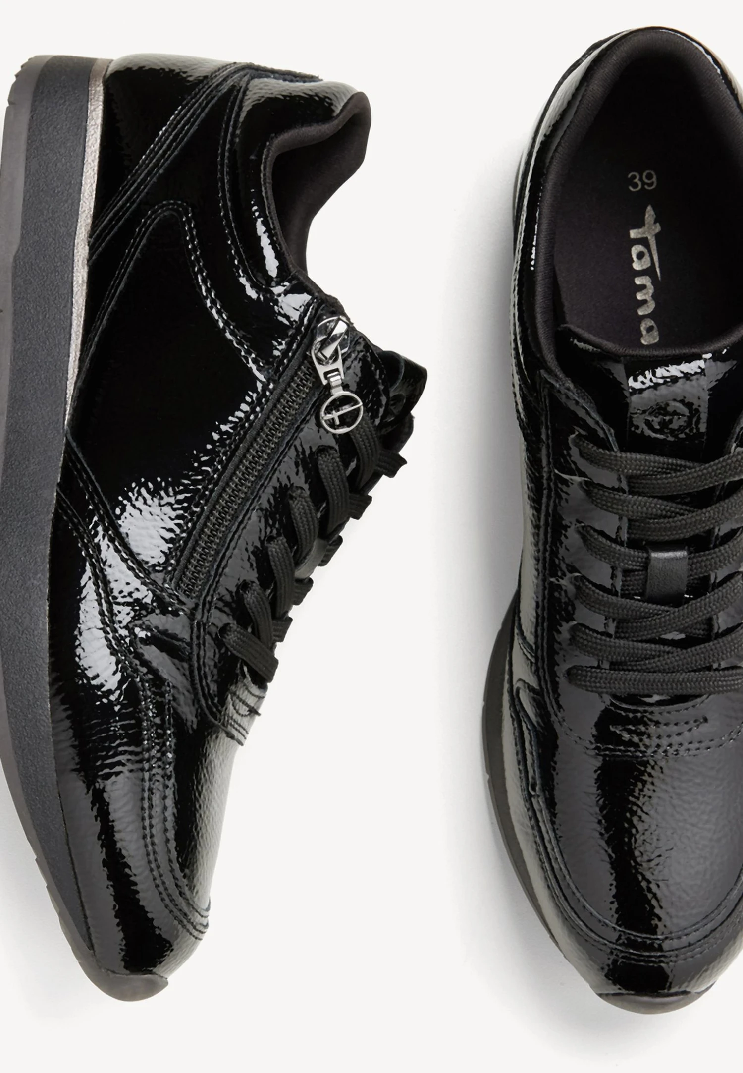 Tamaris Baskets Basses - Black Patent 4 Tamaris Baskets Basses - Black Patent – Image 2