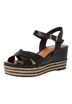 Tamaris Sandales Compensées - Black Leather -Tamaris Soldes Magasin 5621bb0d56fc4846820e61af30768727