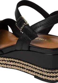 Tamaris Sandales Compensées - Black Leather -Tamaris Soldes Magasin cca7ebd89ed044a7b430a4438b36ad1d