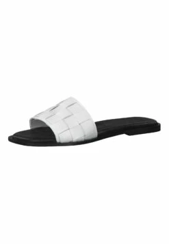 Tamaris Mules - White Leather -Tamaris Soldes Magasin fd7aff98cbb44945844e3fd8d1902c72